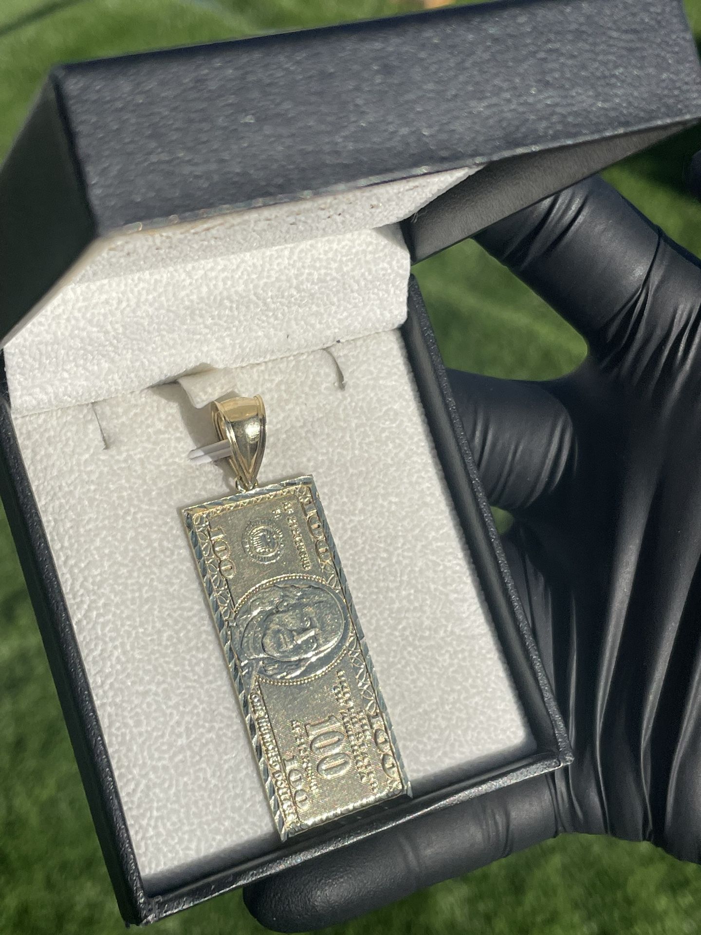 10k Gold Hundred Dollor Pendant / Medium Size