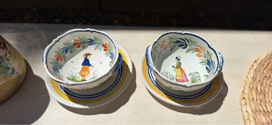 French Henriot Quimper Bowl and Saucer Set of 2