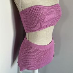 Pink Knit Two-Piece Short Set (S)