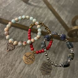 3 Women Gemstone Charm Bracelets 