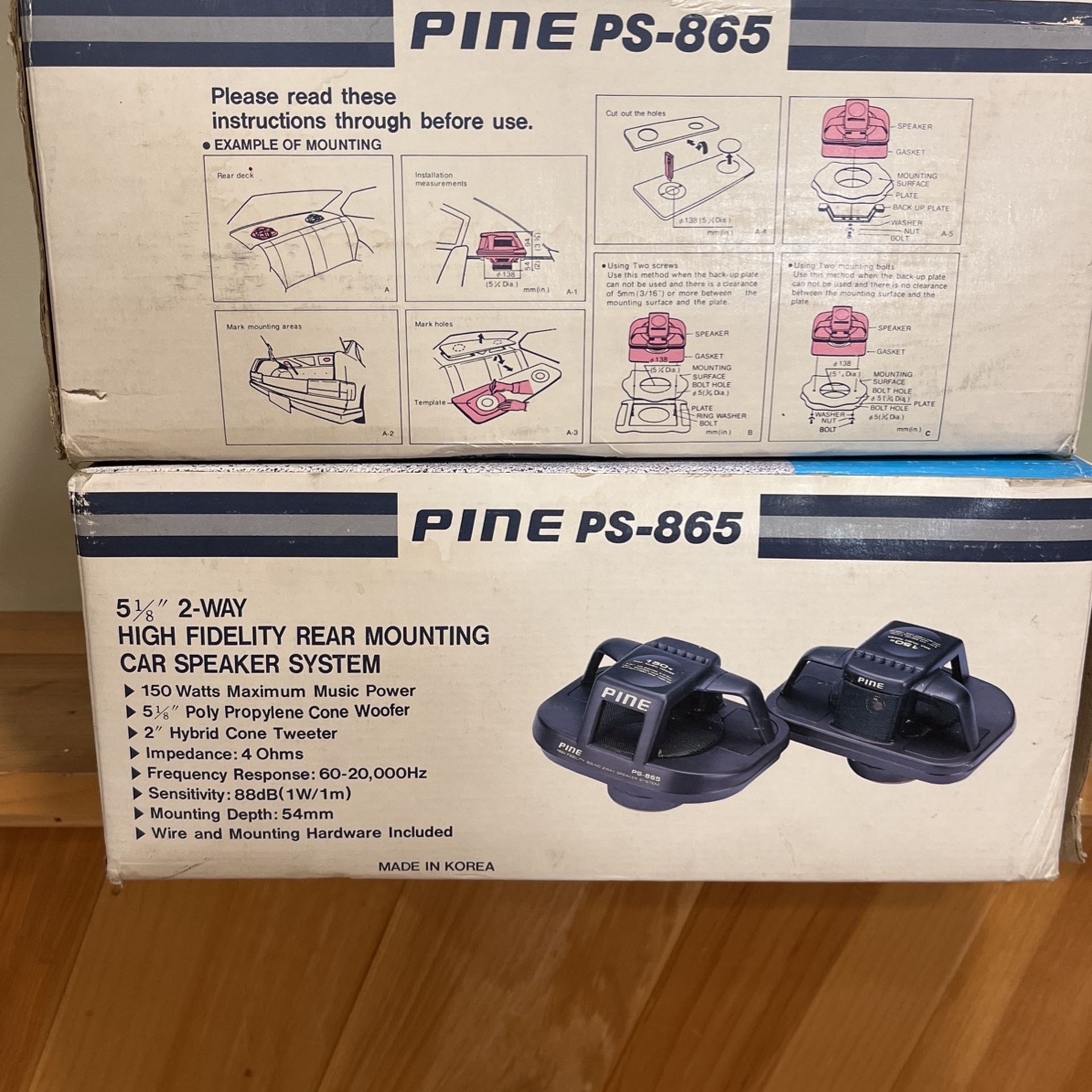 Vintage Pine PS-865 Car Speakers | 150W 5.5” 2-Way System (New in Box)