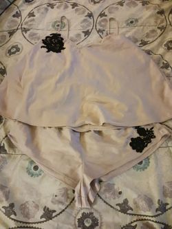 Adore Me Silver Satin Camisole Set Sz small