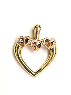 Beautiful hearts pendant 14K REAL YELLOW & ROSE GOLD. Description⬇️
