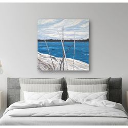 original seascape painting on canvas | abstract wall art | home & room decor | "stick"