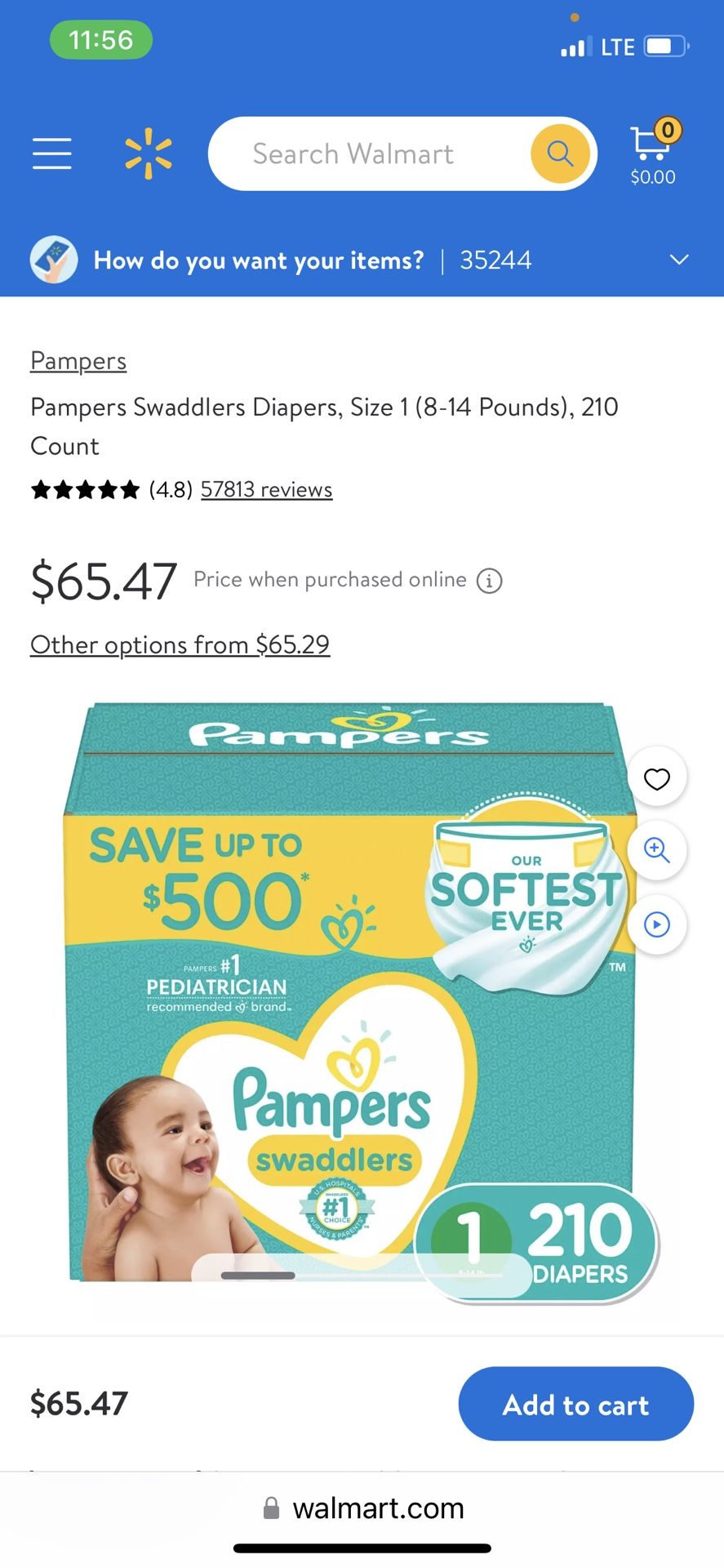 Pampers 210 Count