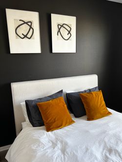 Queen upholstered bed frame