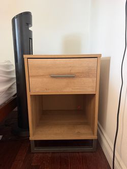 Wood Nightstand with Drawer and Open Shelf
