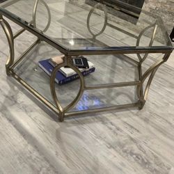 Brass Coffee And 2 End Tables 