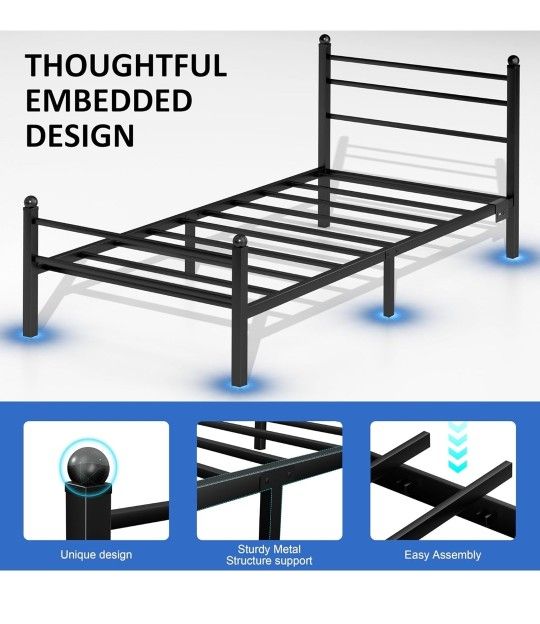 Twin Bed Frame with LED Lights