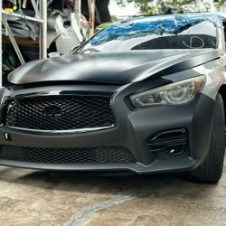 2014 2015 2016 2017 infiniti q50 front end parts aftermarket bumper hood headlights lights 
