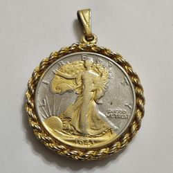 1943 Silver Walking Liberty Half Dollar Pendant
