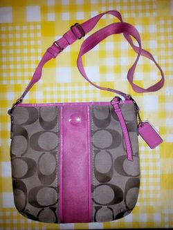 COACH PURSE BROWN & Hot Pink ~ Pre Owned