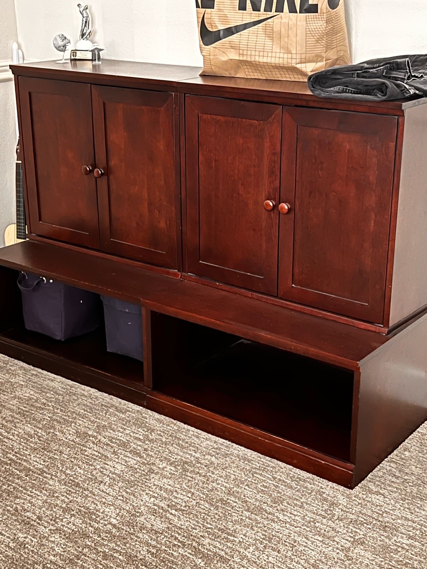 Pottery Barn storage Unit with containers