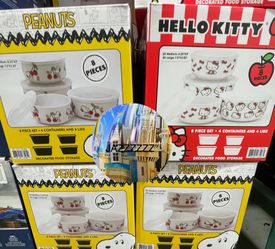 Hello Kitty 8 Piece Ceramic Food Storage set Containers & Lids