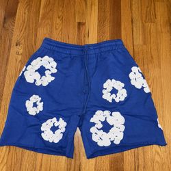 Brand New Blue on White Denim Tear Shorta