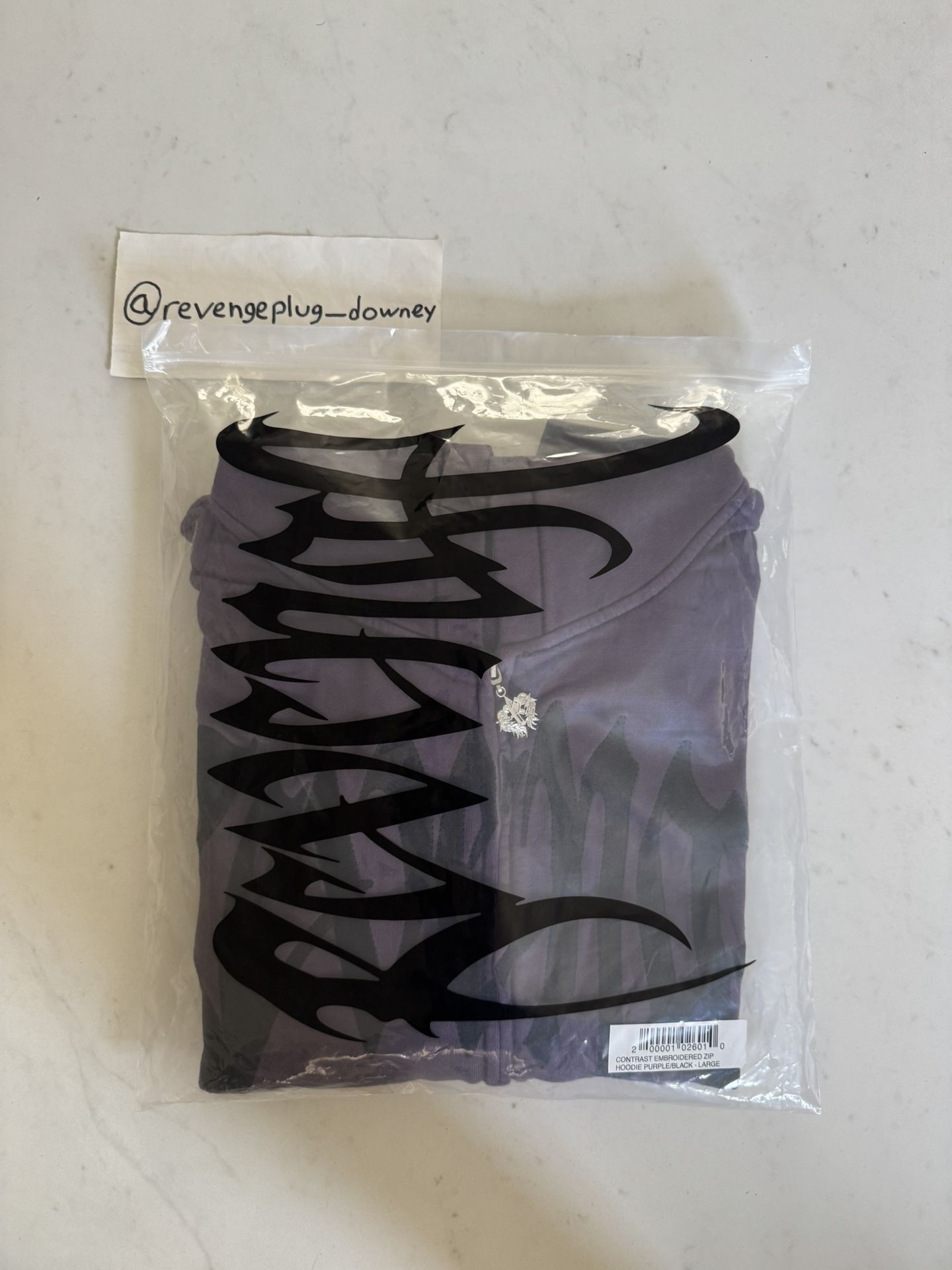 Revenge Contrast Embroidered Zip Hoodie Purple/Black