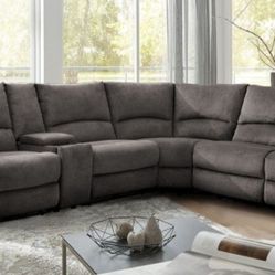Brand New Grey Super Plush Power Reclining Sectional Sofa 