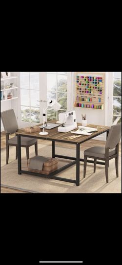 Computer Desk, 47 x 47 inch Extra Large Two Person Desk Double Workstation Office Desk Writing Study