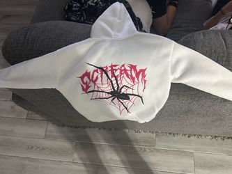 Scream Spider Web Graphic Hoodie White