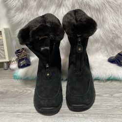 COLUMBIA WOMEN'S BLACK SUEDE FRONT ZIP VALLARA II WINTER BOOTS SIZE 9