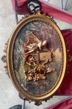 Vintage Italian 3D Relief Art in Ornate Frame