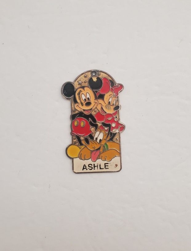 Disneyland Name Keychain Micky Minnie Mouse Pluto