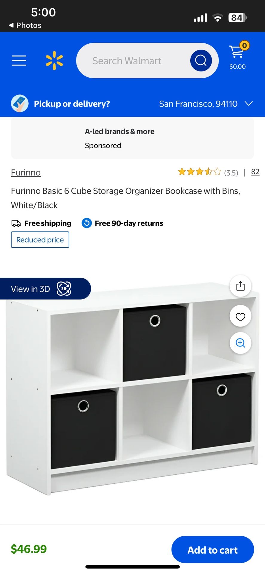 Storage Organizer Bookcase With Bins