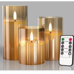 Glass Battery Operated LED Flameless Candles