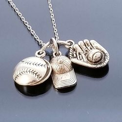 Baseball Mom ♥️ Necklace /Baseball Glove /Baseball Cap /27-in Necklace