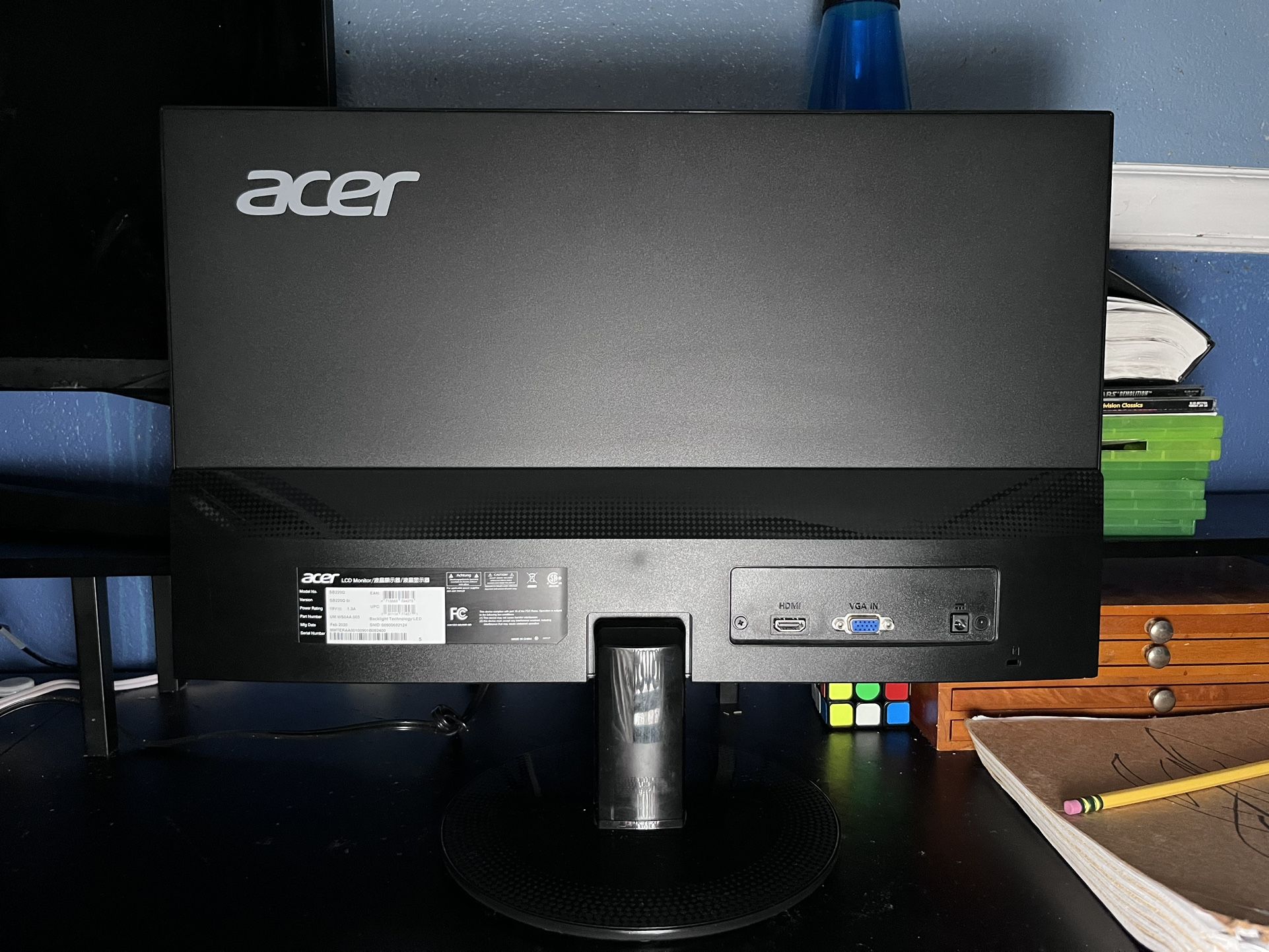 Acer 21.5 Inch Full HD (1920 x 1080) IPS Ultra-Thin Zero Frame Computer Monitor (HDMI & VGA Port), SB220Q