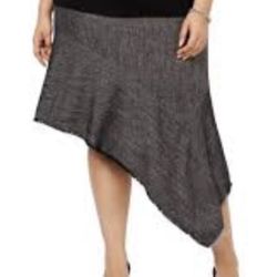 Anne Klein Womens Plus 22W Twill Asymmetrical Fringed Black Skirt NWT $109