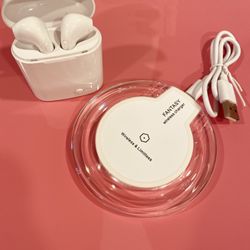 Bluetooth Earbuds and Wireless Smart Phone Charging Pad (Bundle)