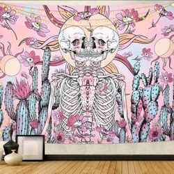90"x59" SKULL SKELETON TAPESTRY