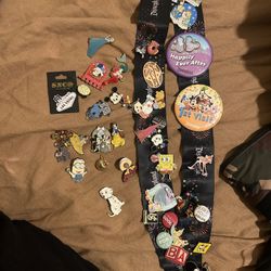 Disney Lanyard  With Pins 