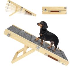 2026 Upgraded Dog Ramp for Couch, Foldable Small Dog Ramp for Sofa, 4 Adjustable Height from 13'' to 21", Portable Stable Pet Steps with Non-Slip Pad,