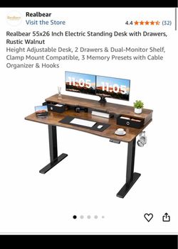 55x26 Electric Standing Desk Rustic Walnut