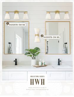 Bathroom Light Fixture, HWH 3-Light Brushed Gold Vanity Lights for Bathroom (SR) MSRP: $85.49 - New