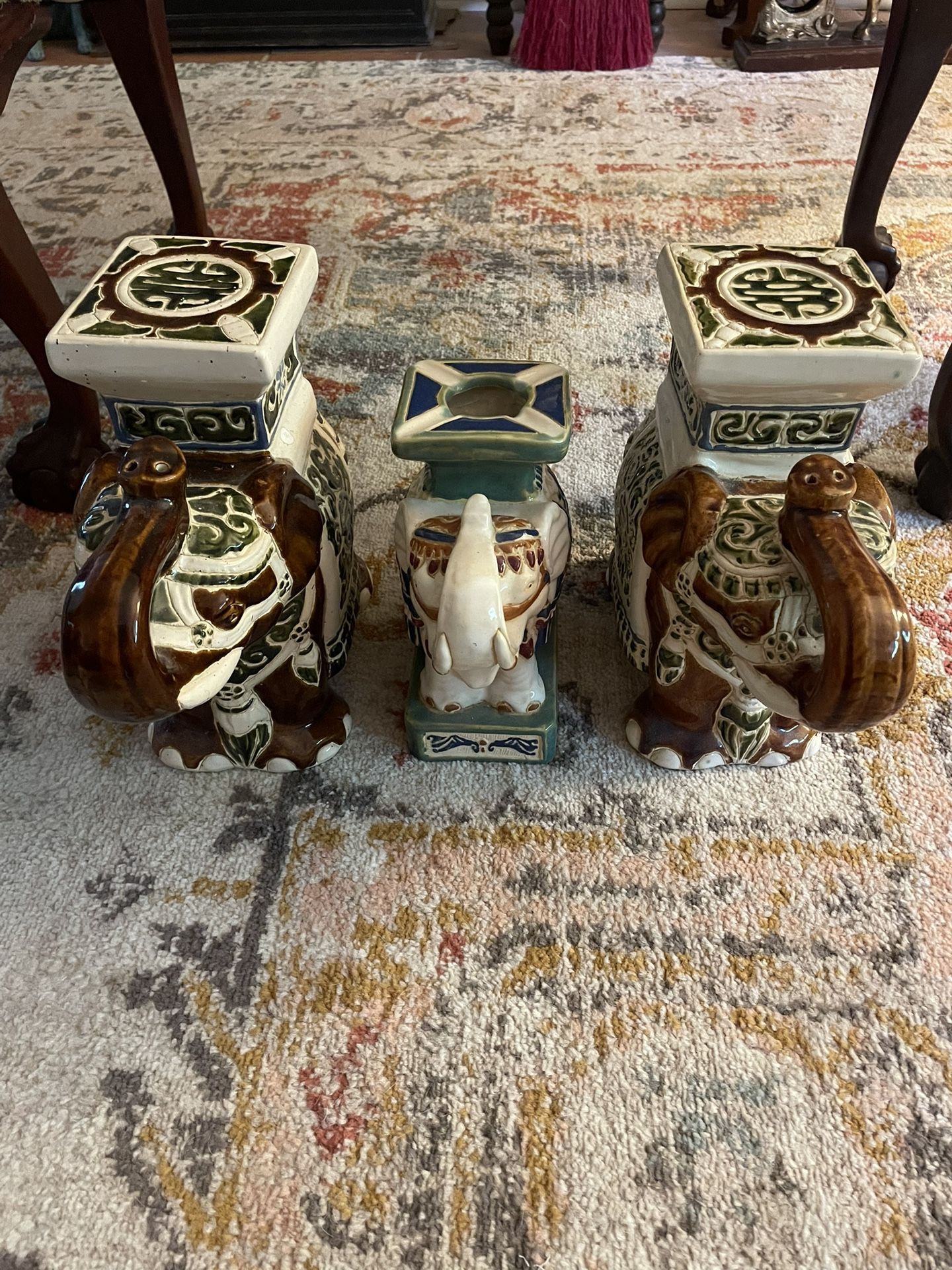 Porcelain ceramic elephants