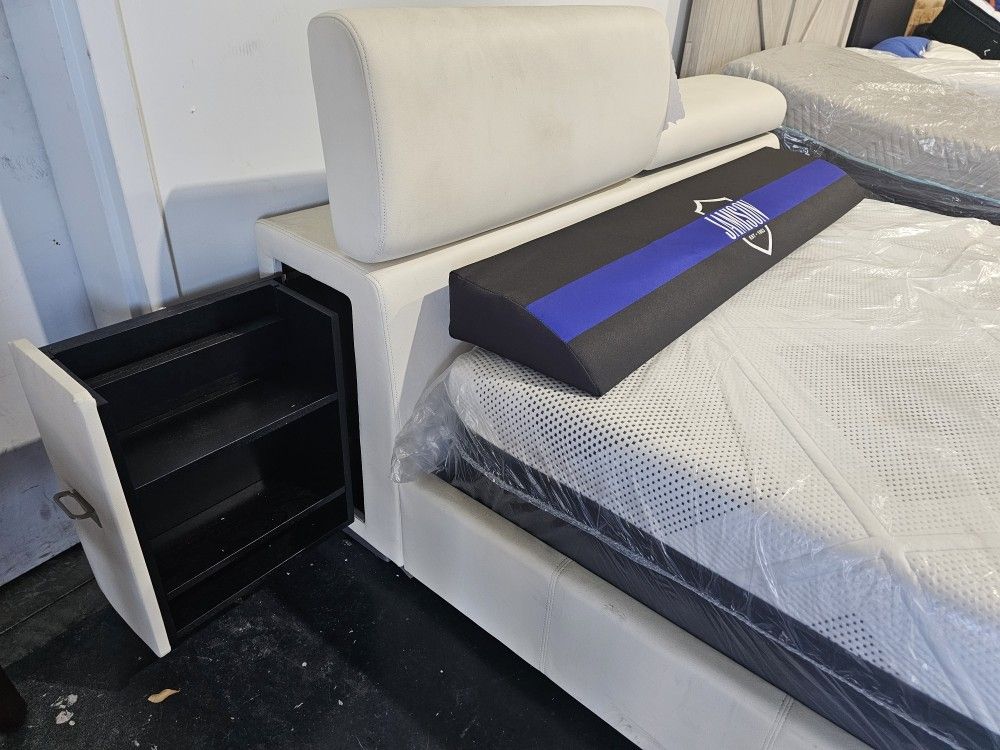 Queen Leather Floor Sample Bed Frame