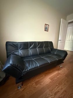 Black Faux Leather Futon Sofa Bed