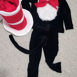 Kid's 4- 6 Small Cat in the Hat  Dr Seuss Costume Halloween 