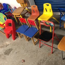 Kids, chairs, and tables and toys