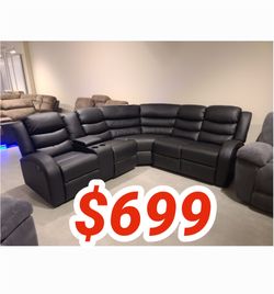 Black Leather recliner sectional sofa