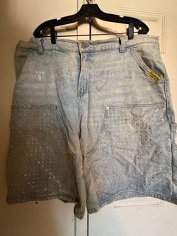 'That's An Awful Lot of Cough Syrup Denim Shorts with Rhinestone Detail