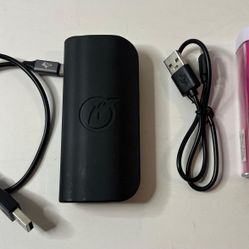 Two portable USB power bank chargers