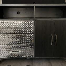 Heavy-Duty Metal & Wood Storage Cabinets – Set of 2