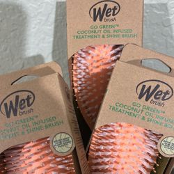 3- WET brush- Go Green, Coconut Oil, Infused Treatment And Shine Brush- Soft And Smooth