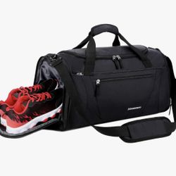 40L Gym / Travel Duffle Bag with Shoe & Compartment. Black