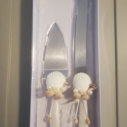 Nautical/beach cake cutter and server set