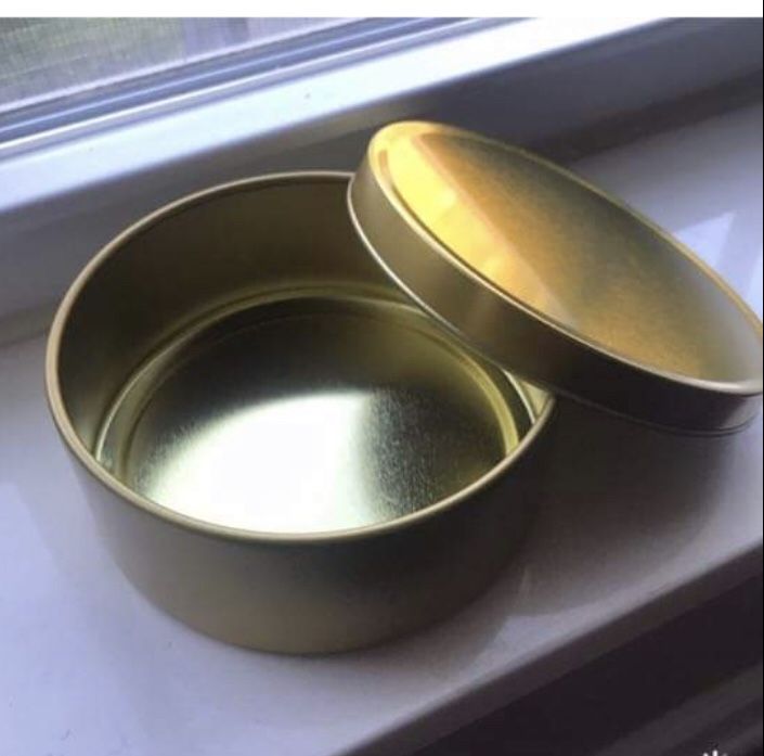 4 oz round gold tin containers